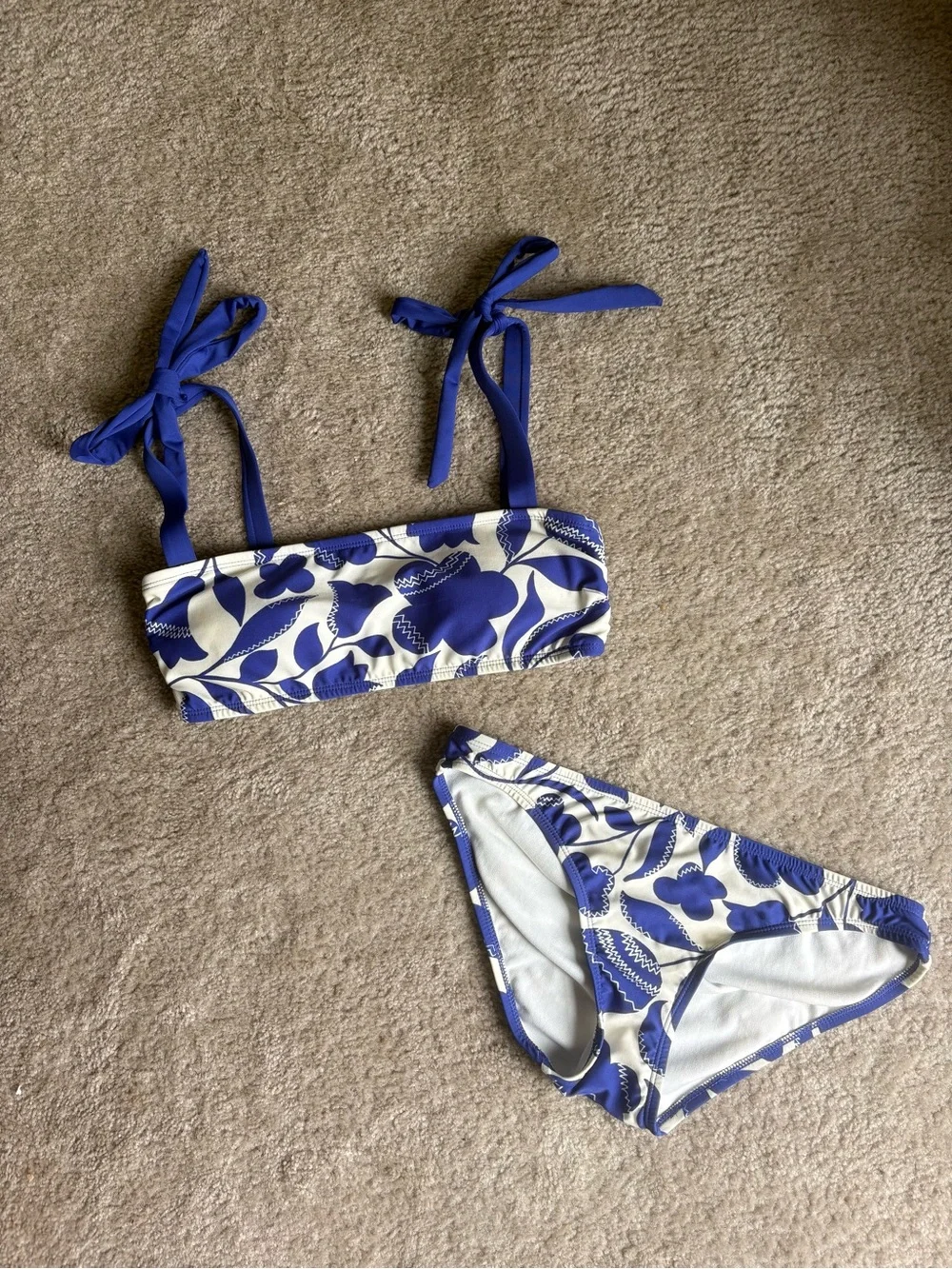 kate spade Blue and White Floral Swim Top